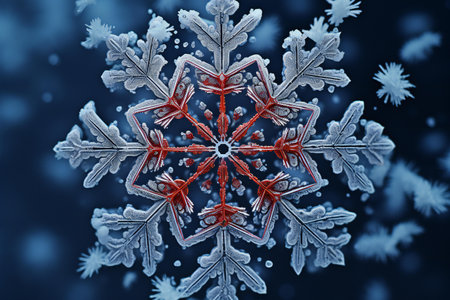 Snowflake on a dark blue background.の素材