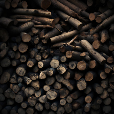 Pile of firewood for the winter. Firewood background.の素材