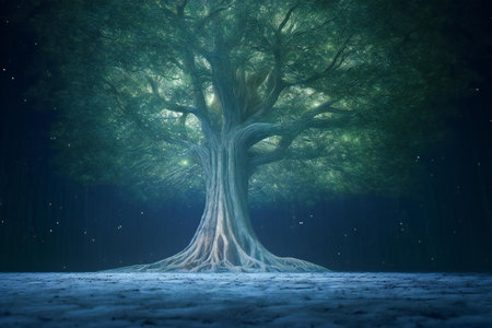 Mysterious tree in the forest.の素材