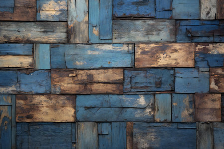 Old blue wooden wall texture background. Old wood wall texture background.の素材