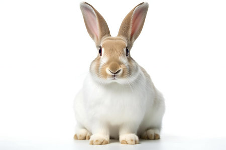 Cute rabbit isolated on white background, studio shot. Easter bunnyの素材