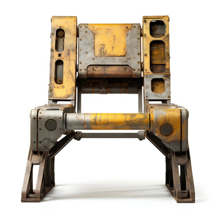 an old industrial chair isolated on white backgroundの素材
