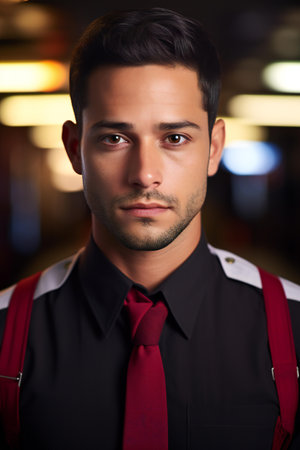 Portrait of a handsome young man standing in a nightclub and looking at the cameraの素材