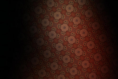 Brown Ethnic patterned background. Abstract kaleidoscope fabric design.