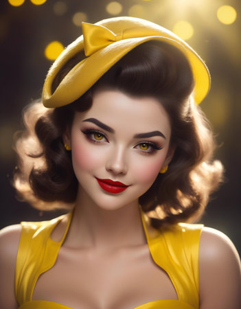 Portrait of beautiful young woman with bright make-up and hairstyle.の素材