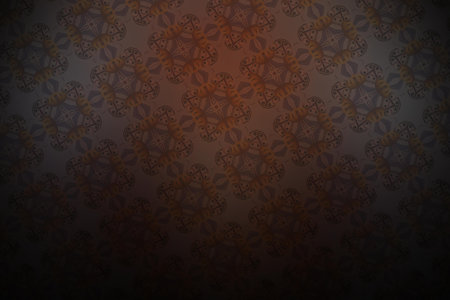 Dark brown wallpaper with decorative ornaments.