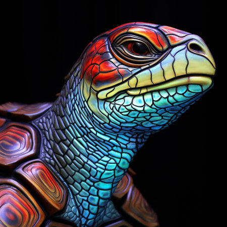turtle on a black background. close-up.の素材