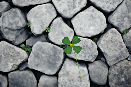 Photo for Green clover growing on a stone wall, - Royalty Free Image