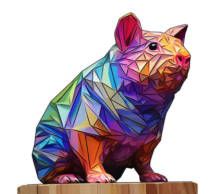 Polygonal low poly pig isolated on white background.の素材