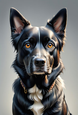 Portrait of a black and white shepherd dog. Studio shot.の素材