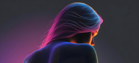 Digital Illustration of a Female Body in a Colorful Gradientの素材