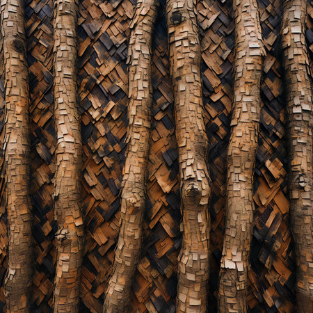 Wooden texture of palm tree bark as background, close-upの素材