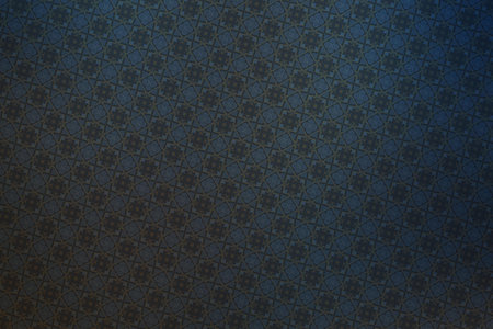 Background of blue fabric with a pattern of geometric ornaments.