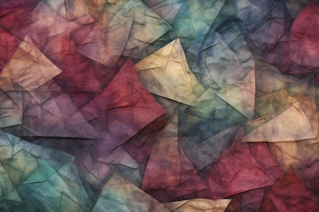 Abstract background with multicolored crumpled paper sheets.の素材