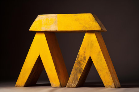 Wooden stool on a dark background, close-up, studio shotの素材