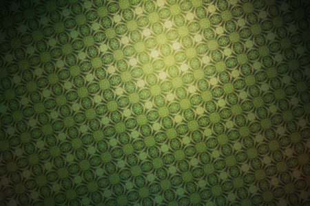 Textile cloth brown and green with kaleidoscope pattern for backgroundの写真素材