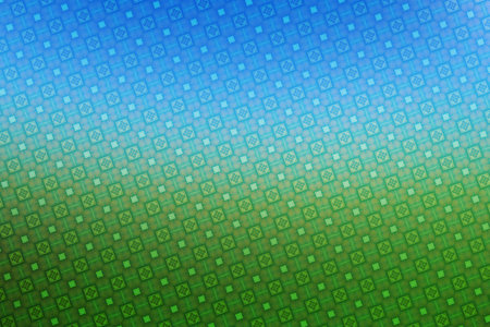 Abstract background with a pattern of squares in blue and green colors.