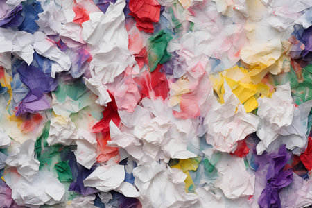 Colorful crumpled paper as a background, closeup of photoの素材