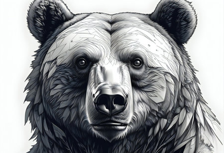 Grizzly bear, sketch for your design.の素材