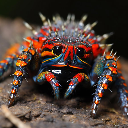 jumping spider close up in nature. super macro spider photo.の素材
