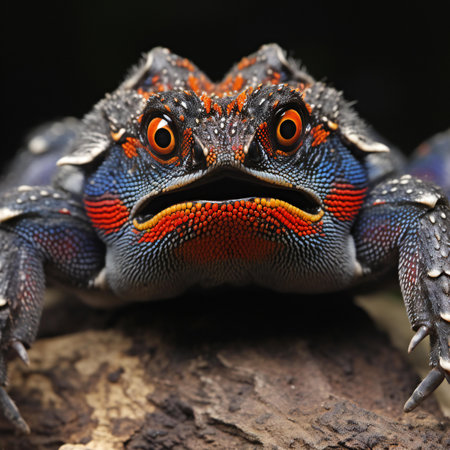 Close-up portrait of a blue chameleon (Lagurus vittatus)の素材