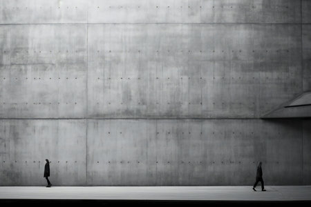 Concrete wall with silhouettes of people.の素材