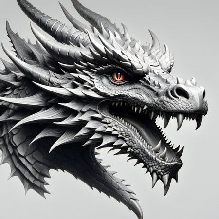 dragon head on a gray background.の素材