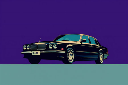 Retro car in the style of the 80s.の素材