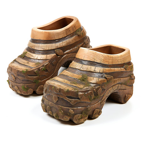 Wooden shoes isolated on white backgroundの素材