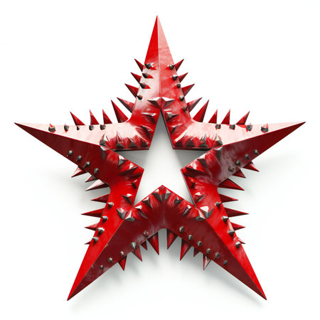 Red star isolated on a white background.の素材