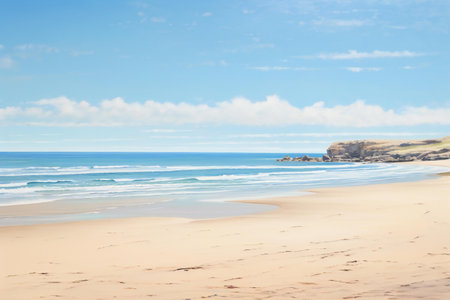 Beautiful beach on the North Sea coast of Cornwall England UK Europeの素材