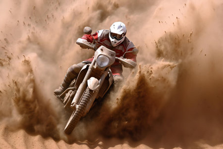 Motocross rider in action on the track. Extreme motocross race.の素材
