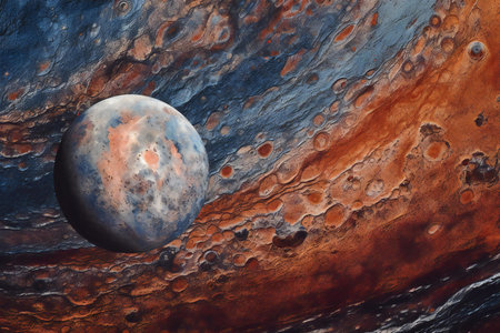 illustration of planets in space against the background of the universeの素材