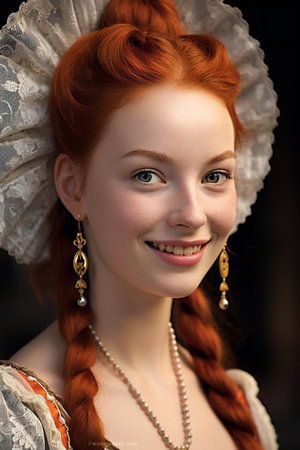 Portrait of a beautiful redhead girl in the image of Snow White.の素材