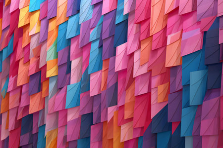 Colorful paper envelopes background. 3D rendering. Computer digital drawing.の素材