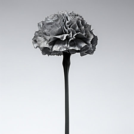 Black carnation flower isolated on white background.の素材