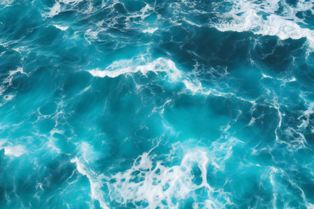 abstract background of blue sea water with splashes and ripplesの素材
