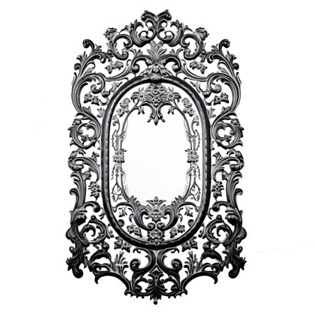 Luxury silver frame for paintings, mirrors or photo isolated on white backgroundの素材