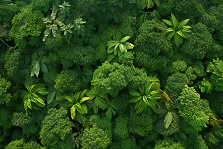 Top view of green leaves. Nature background.の素材