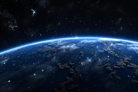 Earth from space showing the beauty of space exploration.の素材