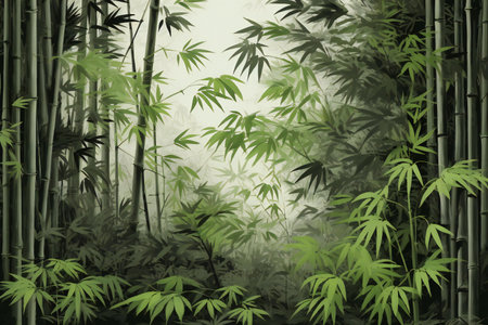 Bamboo forest with foggy backgroundの素材