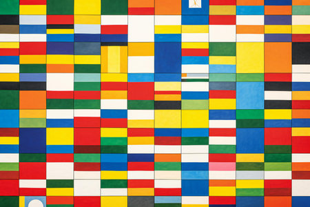 Colorful mosaic wall background. Abstract background of colorful mosaic wall.の素材