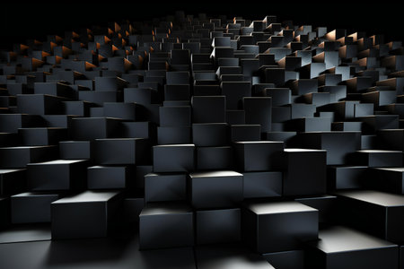 Abstract black background with cubes.の素材