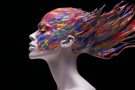 a female mannequin with colorful hair.の素材