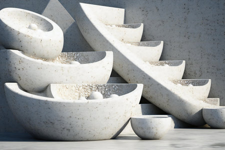 Ceramic stairs in the shape of a flower.の素材