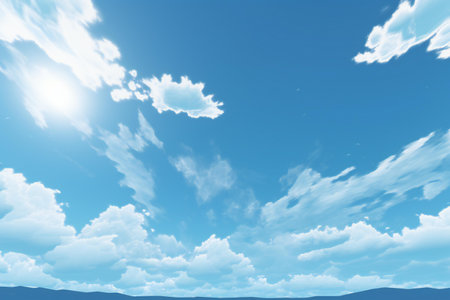Blue sky background with white clouds. Cumulus clouds.の素材