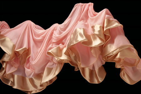 Shiny pink fabric on a black background.の素材