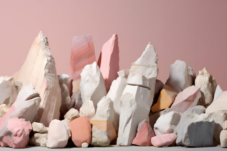 Pile of stones on a pink background.の素材