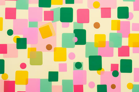 abstract background with geometric shapes in green, pink and yellow colorsの素材