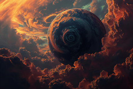 Fantasy planet in the clouds.の素材